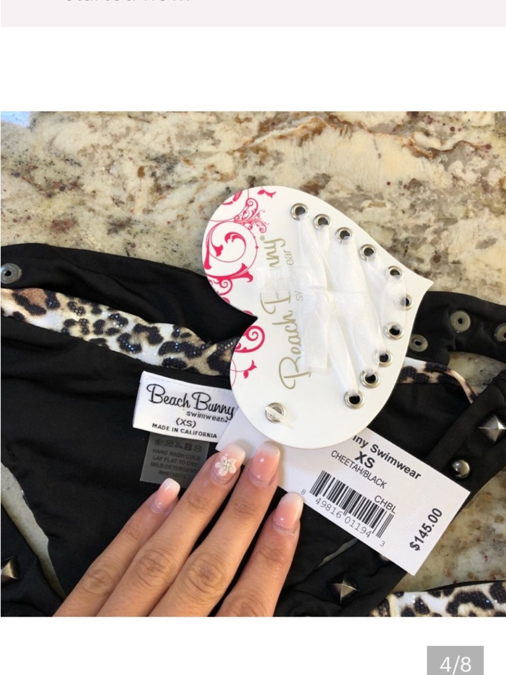 Beach Bunny Black Bikini Bottoms with Cheetah Trim